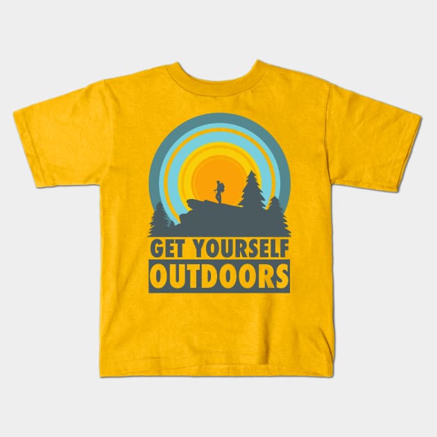 Get Yourself Outdoors Kids T-Shirt by aaronstaples